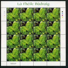 2007 Ireland St Patrick's Day Commemorative Stamp Sheetlet Plate 1A1A1A1A Mint Never Hinged (MNH)