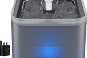 FREE EXPRESS SHIPPING Cat Water Fountain, Cat Fountain with LED Light and Activated Carbon Filter, 2L Pet Water Fountain Cat Bowl, Gray