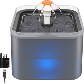 FREE EXPRESS SHIPPING Cat Water Fountain, Cat Fountain with LED Light and Activated Carbon Filter, 2L Pet Water Fountain Cat Bowl, Gray