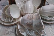 Mixed Set of White &amp; Gold Teawares