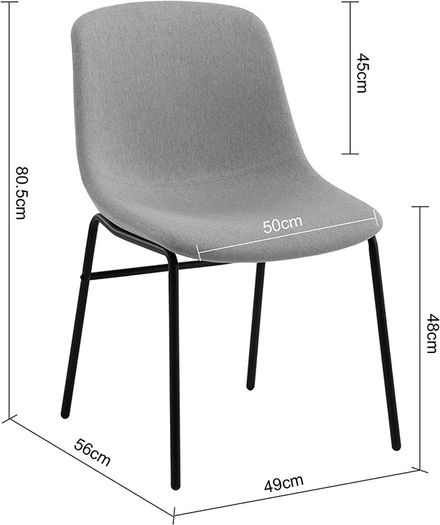 Dining Chair Set of 2pcs with Solid Iron Legs, Desk Chairs with Soft Seat Cushion, Suit for Living Room & Bedroom, Gray (FREE POSTAGE)