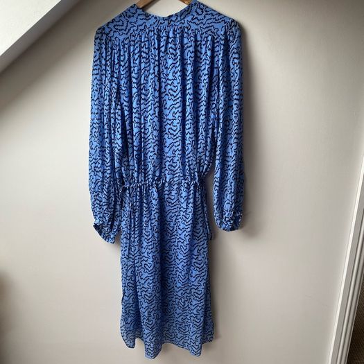 BNWT Second Female Blue Abstract Zig-Zag Print Midi Dress
