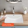 Undermount Bathroom Sink, 530 x 375 mm Rectangular White Ceramic Vessel Sink with Overflow Hole, Under Counter Drop in Modern Lavatory Vanity Bath Wash Bowl Basin, Rectangle for Small Space Image 2