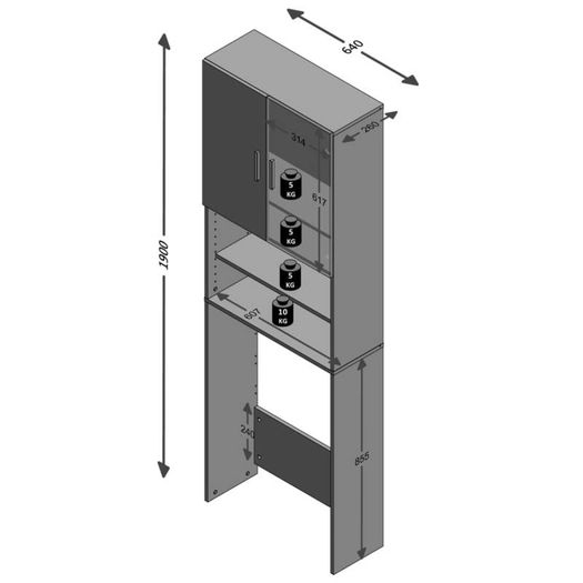 FMD Washing Machine Cabinet with Storage Space White