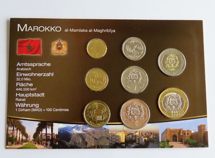 Morocco BUNC 1423 - 2002 certificated coins set