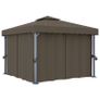 Gazebo with Curtain and String Lights 3x3 m Taupe Image 2
