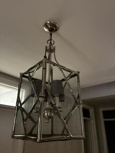 Large Antique Silver bamboo ceiling light