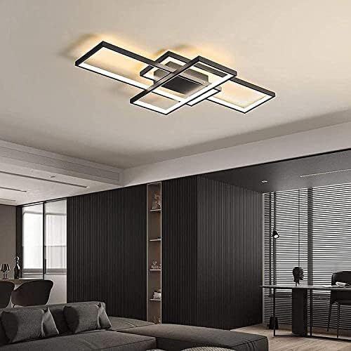 LED Ceiling Light, 45W Modern Dimmable Ceiling Lighting, Square Ceiling Lamp with Remote Control for Living Room Dining Room Bedroom, 2700-6500K Close to Ceiling Light Fixture (Black, 80CM)