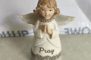 Hand Painted Resin Angel - Pray- 4.25 INCHES Resin Angel Statue in a delicate ivory colour, detailed with the message - Pray .