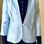 Premium Light Blue Cropped Jacket Vintage Style Minimalist Blazer XL/14 Image 3