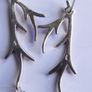 Vintage Sterling Silver 925 Antler Earrings Feature a Unique Branch-like Design Accented with Dangling White Pearls Image 4