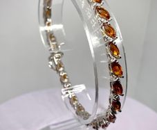 Citrine Marquise Cut Bracelet (Size - 8 in Rhodium Overlay Sterling Silver