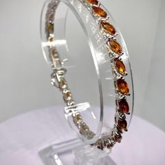 Citrine Marquise Cut Bracelet (Size - 8 in Rhodium Overlay Sterling Silver
