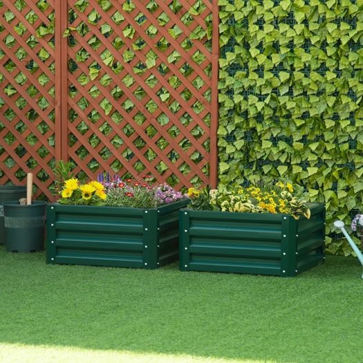 Set of Two 60 x 60cm Steel Planter Boxes - Green
