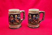Two German-style ceramic mugs with the words JERSEY on them