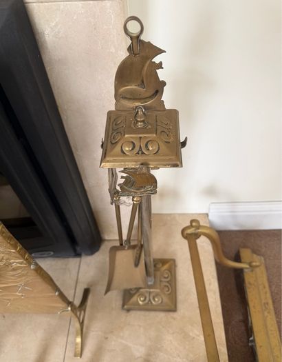 Vintage Mid Century Brass Fireplace Fittings