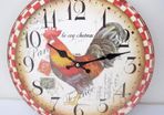 Farmhouse Country Kitchen Vintage Look Wall Picture Rooster Fowl Cock Deco Clock