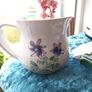 Curragh Pottery mug/cup stile  candle holder made in kildare cup mug ceramic  old blue floral Image 2