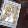 Vintage Religious catholic vermeil gold plated picture image plaque of Saint Christopher in original case Image 4