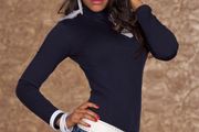 QUALITY turtleneck bodysuit navy fits 6-8-10