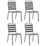 Outdoor Chairs 4 pcs Slatted Design Steel Dark Grey Image 2