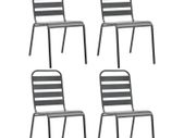 Outdoor Chairs 4 pcs Slatted Design Steel Dark Grey