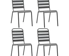 Outdoor Chairs 4 pcs Slatted Design Steel Dark Grey