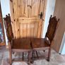 A charming pair of late Victorian carved oak Hall chairs richly modelled,  Cirka 1890's. Image 4