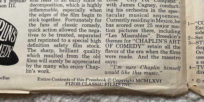 old film poster Charlie Chaplin,s art of comedy was released around 1966