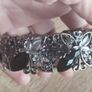 Beautiful flower cuff bracelet with rhinestones butterflies. Image 9