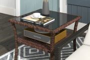 Two-tier PE Rattan Square Coffee Table - Brown