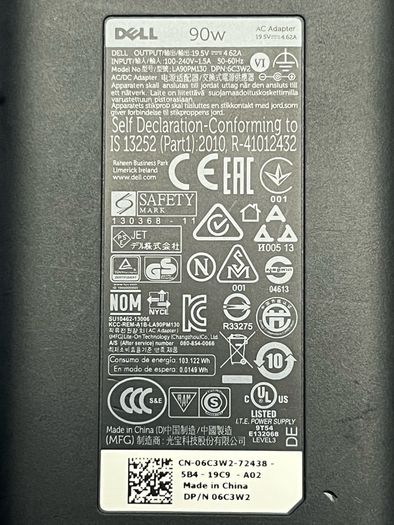 Dell 90W AC Charger 19.5 volts 4.6 amp