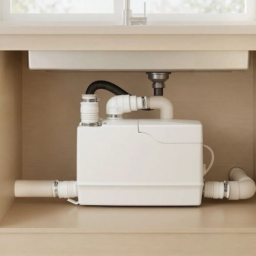 Utility Sink Pump 800W 12000L/h Flow 32.8 ft/10 m Head Macerator Pump, Waste Water Disposal Macerating Machine with 3 Inlets, for Basement, Kitchen, Sink, Shower, Bathtub, Laundry Gray Water