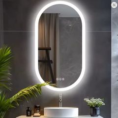 Oval LED Bathroom Mirror Wall Mounted, Anti-Fog, Backlit, Touch