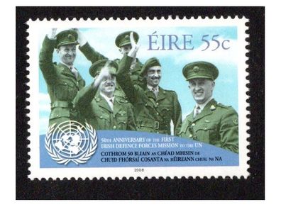 2008 Ireland 50th Anniversary of Defence Forces Serving on a UN Mission Commemorative Stamp Mint Never Hinged (MNH)