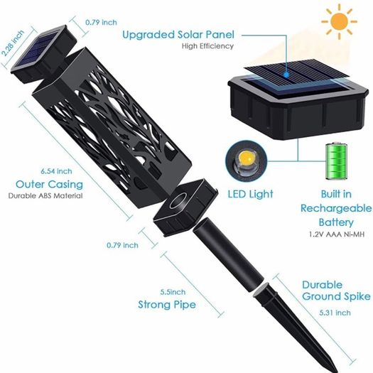 Solar Lights Outdoor, 6 Pack Garden Lights Solar Powered with Warm White LED Lights, Waterproof Solar Ornament Lights for Patio, Yard, Pathway