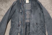 pull and bear men faded navy blue small but long jacket