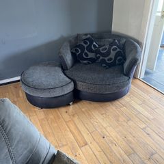 swivel chair and footstool