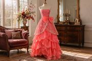Coral pink evening gown Size XS