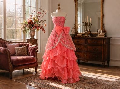 Coral pink evening gown Size XS