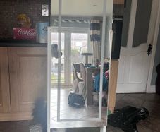 Overview                        white freestanding LED full-length jewelery cabinet mirror