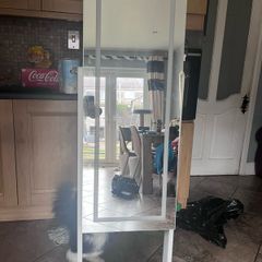 Overview                        white freestanding LED full-length jewelery cabinet mirror