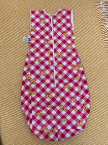Vintage German 70s sleeping bag 94 cm long 1977 1978 1979 1980 sunflowers red white