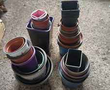 Assorted plastic plant pots
