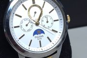 Pulsar Moonphase Style Watch Two Tone Bracelet Working