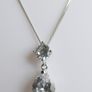 Vintage 925 Sterling Silver necklace with teardrop and round stone pendant Image 4