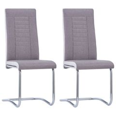 Cantilever Dining Chairs 2 pcs Taupe Fabric