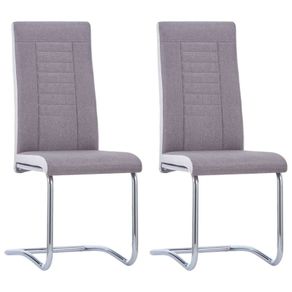 Cantilever Dining Chairs 2 pcs Taupe Fabric