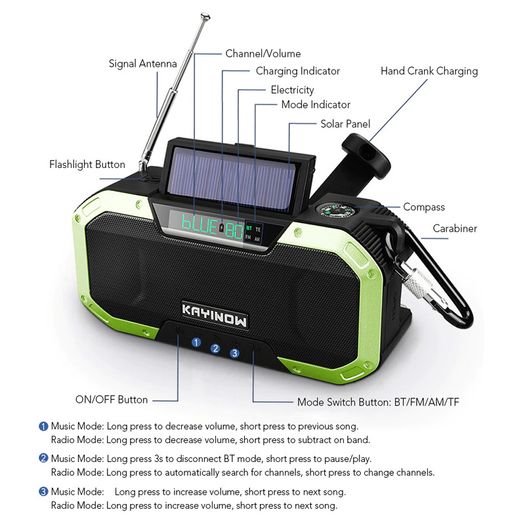 Emergency Solar Hand Crank Radio 5000mAh Power Bank Charger Flash Light Outdoor Camping Survival Radio outdoor survival