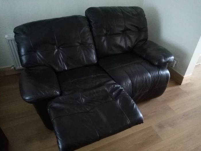 2 Seater Brown Leather Recliner Sofa